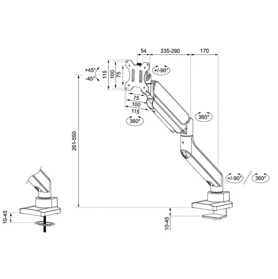 Стойка Neomounts Next Core Desk Mount 1 Ultra Wide Curved screen (topfix clamp & grommet)