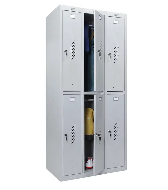 Метален гардероб PMT с 6 отделения 183х90х50 см - сниман отпред, само средните врати са отворени