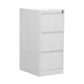 Метална картотека D BTL с 3 чекмеджета - снимана отстрани, сива на цвят, със затворени чекмеджета