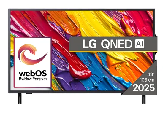 Телевизор LG 43QNED82A3B, 43" 4K QNED HDR Smart TV, 3840x2160, DVB-T2CS2, Alpha 7 AI Processor, HDR10  HLG, webOS 25 ThinQ, VRR  ALLM  HGiG, 4K Upscaling, WiFi 5, Voice Controll, Bluetooth 5, AirPlay 2, LAN, CI, HDMI, SPDIF, Google Cast, 2 pole Stand