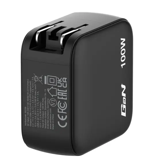 Зарядно устройство Verbatim Mini GaN Charger 100W with Display