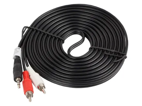 Кабел Lanberg mini jack 3.5mm (M) 3 pin - 2X RCA (chinch) (M) cable 5m, 50-pack