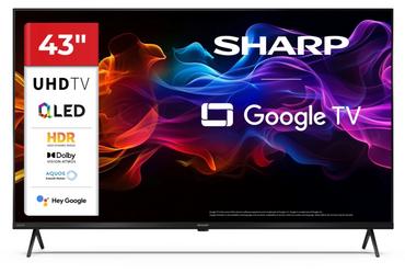 Телевизор Sharp 43HP5265E, 43' QLED Google TV, 4K Ultra HD 3840x2160 Frameless, 1 000 000:1, AQUOS, DVB-T/T2/C/S/S2, Active Motion 1000, HDR10, Dolby Atmos, Dolby Vision, Google Assistant, Google Cast, HDMI 2.1 with eARC, 3.5mm Headphone jack / line-out, 