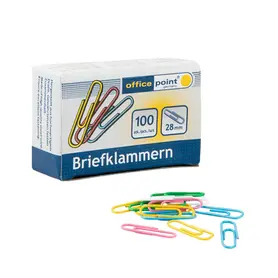 Кламери Office Point цветни 28 мм 100 бр