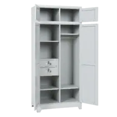 Метален гардероб BTL GR с 9 отделения 200х90х50 см- отворени врати, 2 чекмеджета, 4 рафта