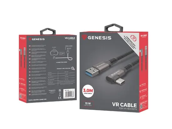 Кабел Genesis Cable USB-C(M)-USB-A(M) 3.1 GEN 1, 5GBS PD15W VR, 3m, Black