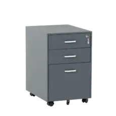 Метален контейнер J  BTL с 3 чекмеджета, с дръжки - графит, затворени чекмеджета