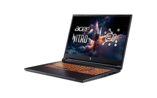 Лаптоп Acer Nitro V17, NG-ANV17-41-R14D, AMD Ryzen R7 260 ( up to 5.1GHz, 16MB), 17.3" FHD(1920x1080)IPS 144Hz, 1*16GB DDR5, 1024GB, NVIDIA GeForce RTX 4050 6GB GDDR6, Wi-Fi AX, BT, Win 11 Home, Black+Acer 15.6" Nitro Gaming Backpack Black/Red