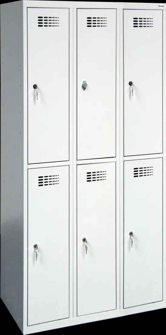 Метален гардероб FRT с 6 отделения 180х90х45 см - приближена снимка, сив, затворени врати