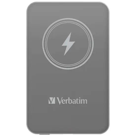 Външна батерия Verbatim MCP-5GY Power Pack 5000 mAh with UBS-C® PD 20W  Magnetic Wireless Charging 15W Grey