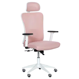 Директорски стол МЕЛИСА- сниман отпред, розов цвят, бяла кръстачка