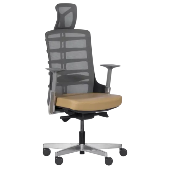 Директорски стол АЛЦЕК-снимка отпред, бежов цвят