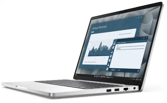 Лаптоп Dell Pro 14 PC14255, AMD Ryzen AI 5 PRO 340 (22 MB cache, 6cores, up to 4.8 GHz, 50 TOPS NPU), 14' FHD+(1920x1200) IPS, 300nits AG, 16 GB: 1 x 16 GB, DDR5, 5600 MTs, 512 GB SSD, AMD Radeon 840M graphics, FHD HDR IR Cam and Mic, Wi-Fi 6E, FPR, Back