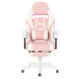 Геймърски стол ЖИЗЕЛ-снимка отпред, розово и бяло