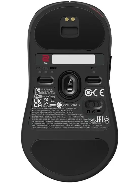 Мишка BenQ ZOWIE U2 Wireless Mouse For Esports, Size M, 60g, up to 1000 Hz, up to 3200 DPI, Symmetrical design, Inward-curved on both sides for agility during multi-angle movement, Wireless design wenhanced receiver, Driverless, plug and play