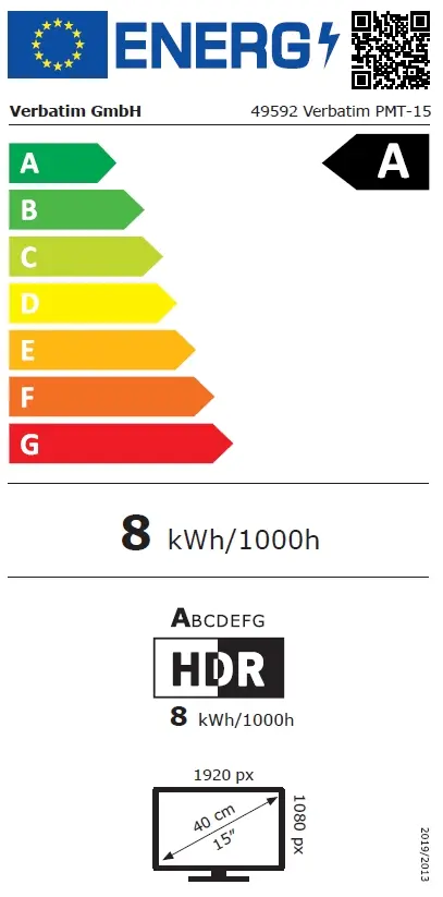 Монитор Verbatim PMT-15 Portable Touchscreen Monitor 15.6' Full HD 1080p Metal Housing