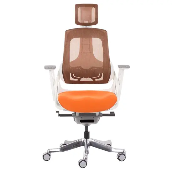 Директорски стол АЛЕКО-сниман отпред, оранжева дамаска