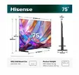 Телевизор Hisense 75" E7S, 4K Ultra HD 3840x2160, QLED, Quantum Dot, HDR 10+, HLG, Dolby Vision, DTS Virtual X, Smart TV, Light Sensor, WiFi Direct, BT, Anyview Cast, 3xHDMI, 2xUSB, LAN, CI+, DVB-T2/C/S2, Black