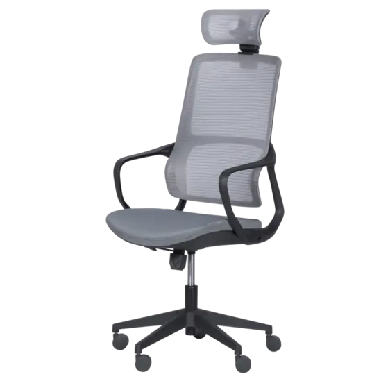 Директорски стол ВАРДЕНА- сив цвят меш, полипропиленова кръстачка