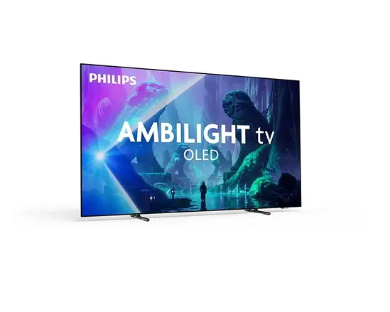 Телевизор Philips 55OLED801/12, 55" 4K UHD OLED, 3840x2160, 120Hz VRR, DVB-T/T2/C/S/S2, 3 sided Ambilight, HDR10+, Titan OS, Dolby Vision, Atmos, DTS:X, P5 Perfect Picture /Al, AirPlay, BT 5.2, 4*HDMI, 2* USB, 802.11ac, 20W RMS