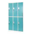 Метален гардероб с 6 отделения 90x45x185 см 3 цвята - тюркоаз, сниман отпред, затворени врати
