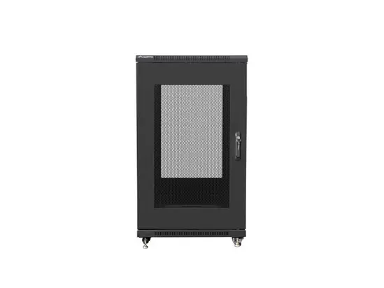 Комуникационен шкаф Lanberg rack cabinet 19' free-standing 22U600x800 (flat pack) with mesh door black