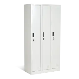 Метален гардероб BTL L с 3 отделения 185х90х45 см - сив, сниман отпред, затворени врати