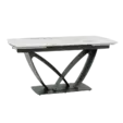 Трапезна маса ТЕМИРА разтегателна- бял керамичен плот, черна основа