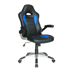 Геймърски стол ДАРИАН- снимка отпред, син с черен цвят