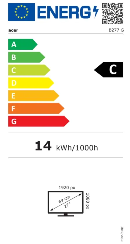 Монитор Acer Vero B277Gbmiprx, 27" IPS LED, ZeroFrame FHD (1920x1080) AG, 4ms (GTG), 120Hz, 100M:1, 1500:1, 250nits, 99% sRGB, HDMI, VGA, DP, Speakers 2x2W, Audio In/Out, ERGOstand, TUV, Energy Efficiency Class C, VESA, Black