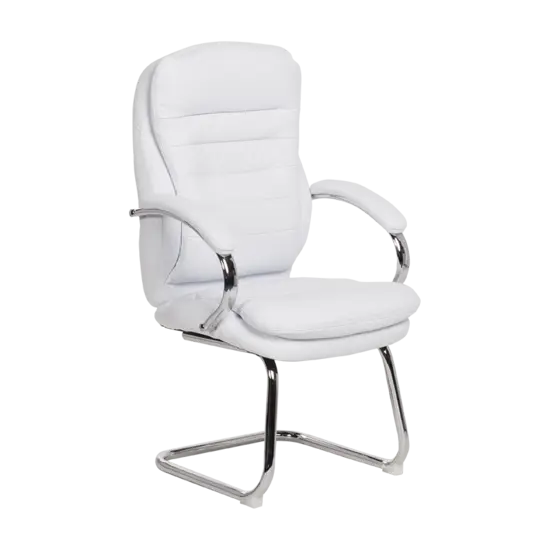 Посетителски стол ЛАЗАРИНА- бяла еко кожа