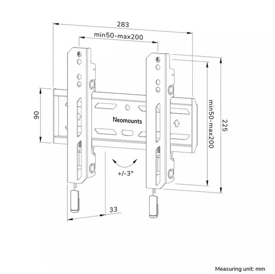 Стойка Neomounts Level-850 TV mount wall 24-65" - fixed - lockable - fast installation
