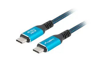 Кабел Lanberg USB-C MM 4.0 cable 1.5m 240w 8k 60hz black-blue
