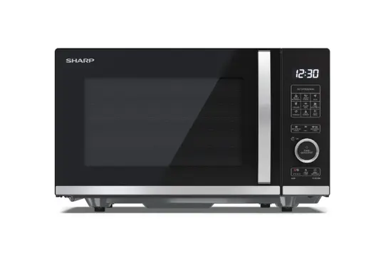 Микровълнова печка Sharp YC-QG204AE-B, Semi Digital, Flatbed,  Built-in microwave grill, Grill Power: 1000W, Plastic and GlassPainted, 20l, 800 W, Housing Material MicrowaveSteel, LED Display White, Timer & Clock function, Child lock, Defrost, Cabinet Co