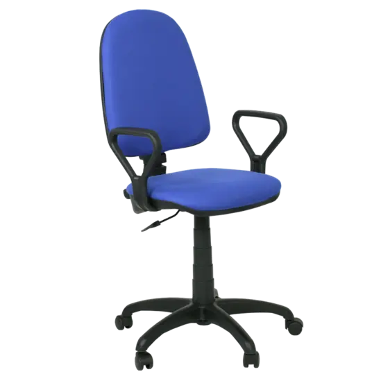 Работен стол ПРЕСТИЖ- син цвят, дамаска, снимка отпред