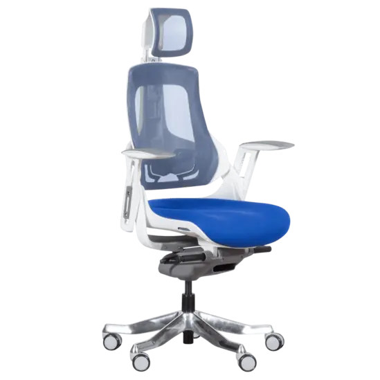 Директорски стол АЛЕКО-снимка отпред, син цвят дамаска