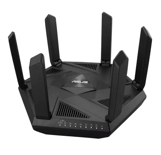 Рутер Asus Gaming Wireless Router, RT-AXE7800, AXE7800, Tri-Band, Quad-Core 1.7GHz CPU, 256MB512MB FlashRAM, 2.5G port, AiProtection Pro, Adaptive QoS, VPN Fusion, Instant Guard, IPTV, OFDMA, MU-MIMO, Beamforming, Link Aggregation, AiMesh, Black