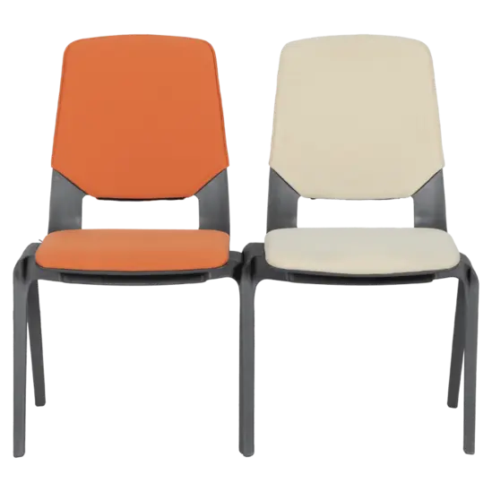 Посетителски стол ЛЕВЕНА- оранжев цвят, жълт цвят