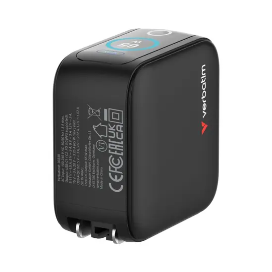 Зарядно устройство Verbatim Mini GaN Charger 65W with Display
