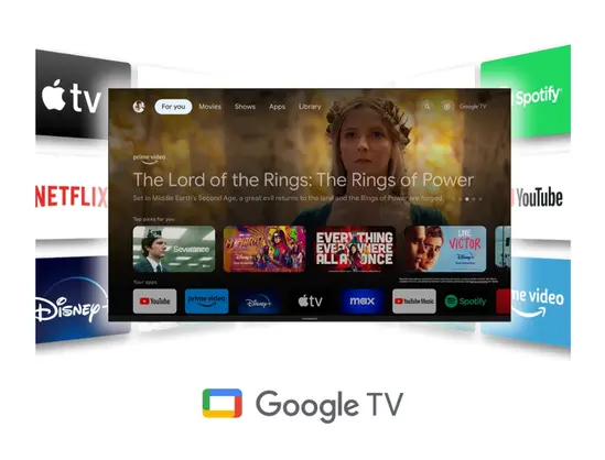 Телевизор Thomson Smart QLED TV 43'; Google TV; 3840 x 2160 (4K UHD), 4000:1, QLED, 60 Hz, DVB-TT2CSS2, HDR10, Hotel mode, Wi-Fi, Bluetooth, LAN, HDMI 2 (2.0) + 2 (2.1), USB 2 (2.0) + 1 (3.0), Central Swivel Stand, Dark gray