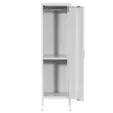 Метален гардероб BTL с 2 отделения 138х38х38 см - сив, с отворени врати, празен, сниман отпред