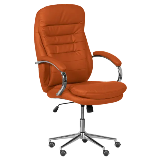 Директорски стол ВЕНЦИСЛАВ - оранжев, меки падове ергономичен, еко кожа