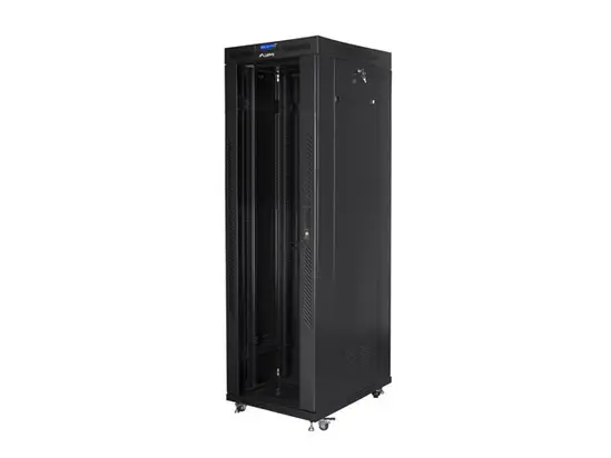 Комуникационен шкаф Lanberg rack cabinet 19' free-standing 42U800x800 (flat pack) with glass door lcd black v2