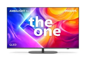Телевизор Philips 55PUS901012, 55' The One 4K Ultra HD QLED, 3840x2160p, DVB-TT2T2-HDCSS2, 144Hz, Ambilight 3, P5 Perfect Picture, 90% DCI, HDR+, Titan OS, Dolby Atmos, Dolby Digital, VRR, 4*HDMI, 2*USB, 802.11ac, 40W RMS, Black