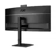 Монитор AOC CU34E4CW, 34" Curved 1500R, VA, WLED, 3440x1440@120Hz, 4ms GtG, 1ms MPRT, 350cd m/2, 3500:1, 50M:1 DCR, Adaptive Sync, FlickerFree, Anti-Blue Light, 5Wx2, Webcam 5MP, Tilt, Height Adjust, Swivel, 2xHDMI, DP, USB hub, KVM, RJ45
