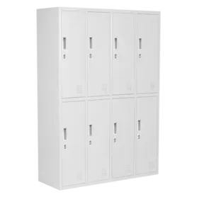 Гардероб метален BTL с 8 отделения 16210945 -сниман отстрани, празен, затворени врати, сив