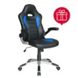 Геймърски стол ДАРИАН ергономичен в синьо и черно с пиктограма за подарък