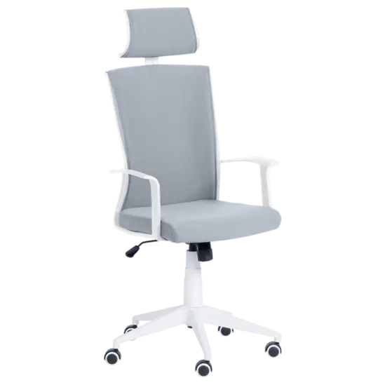 Директорски стол МАЛИК- сив цвят дамаска, бял полипропилен