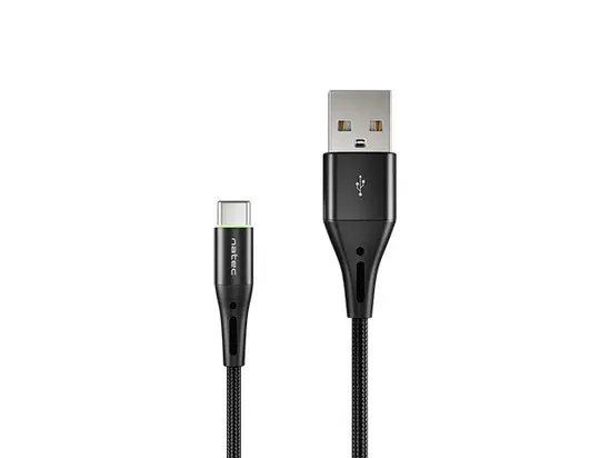 Кабел Natec USB-C(M) - USB-A (M) 2.0 cable 1m. Black LED nylon