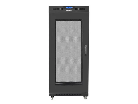 Комуникационен шкаф Lanberg rack cabinet 19' free-standing 27U  600x800 self assembly flat pack with mesh door LCD, black